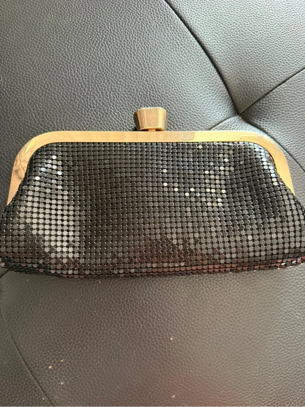 Rose Heart Black Rhinestone Crystal Evening Clutch⁠